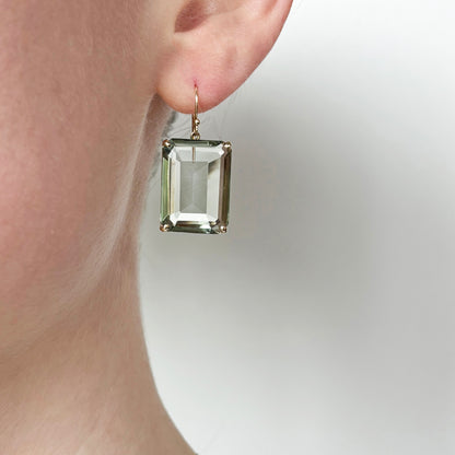 14K Gold Mint Quartz Earrings
