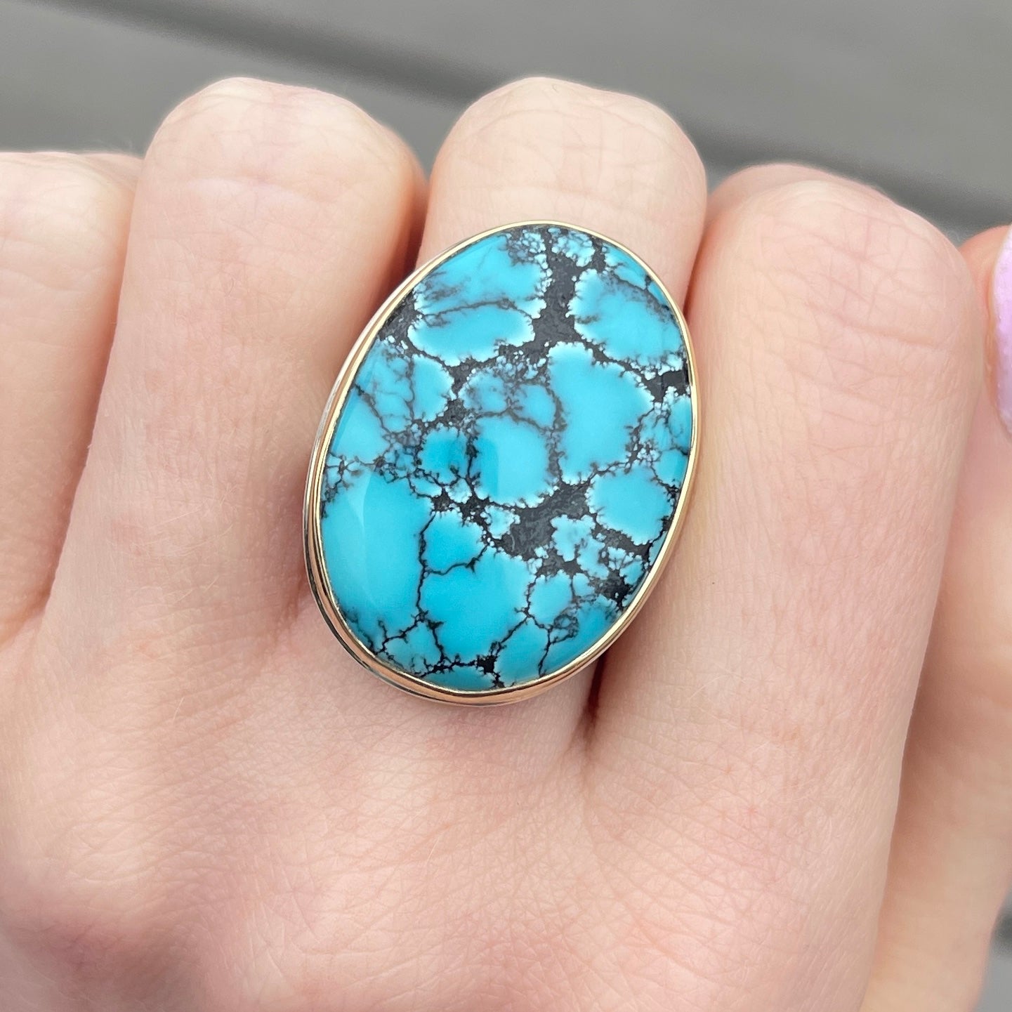Sterling & 14K Gold Cloud Mountain Turquoise Ring