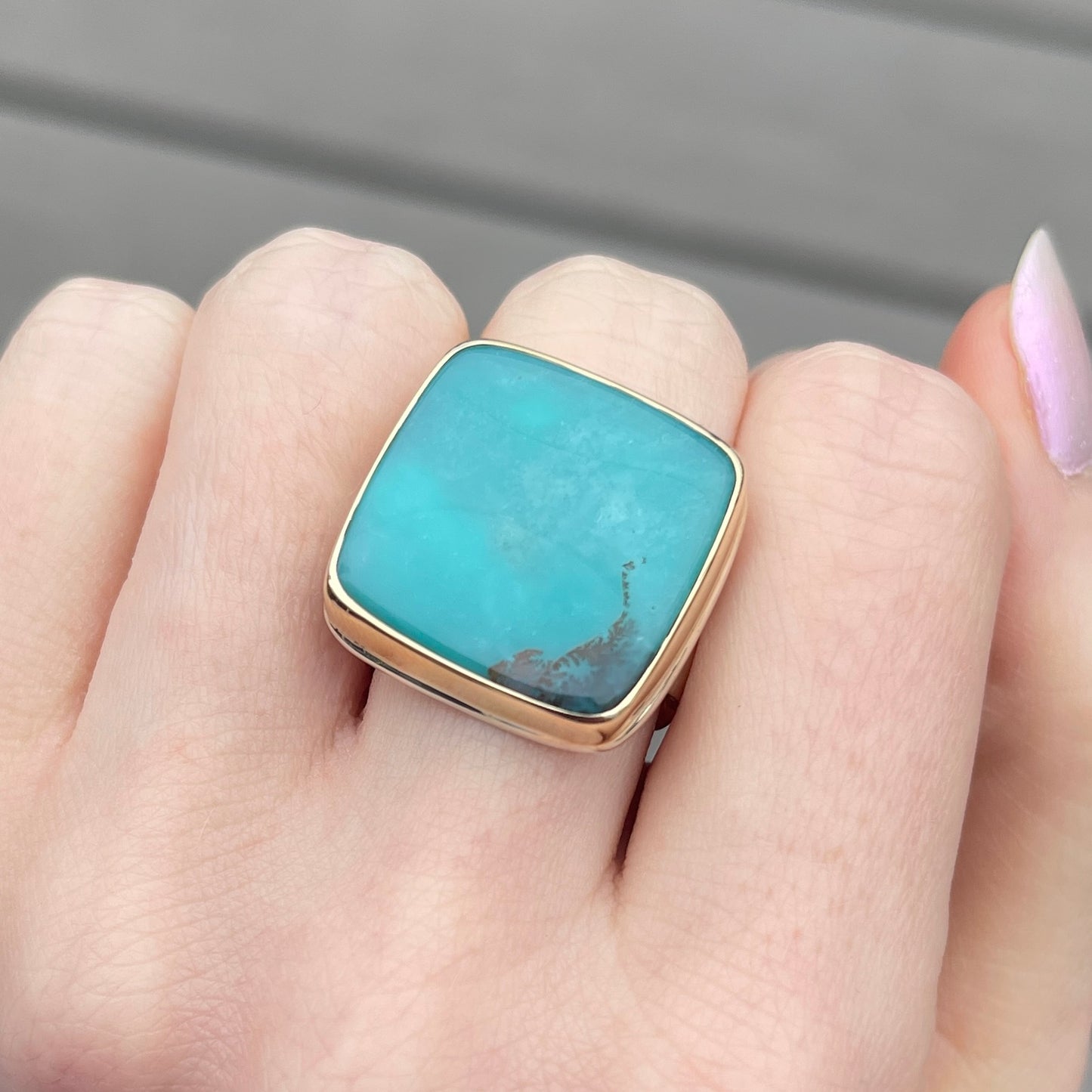 Sterling & 14K Gold Indonesian Blue Opal Ring