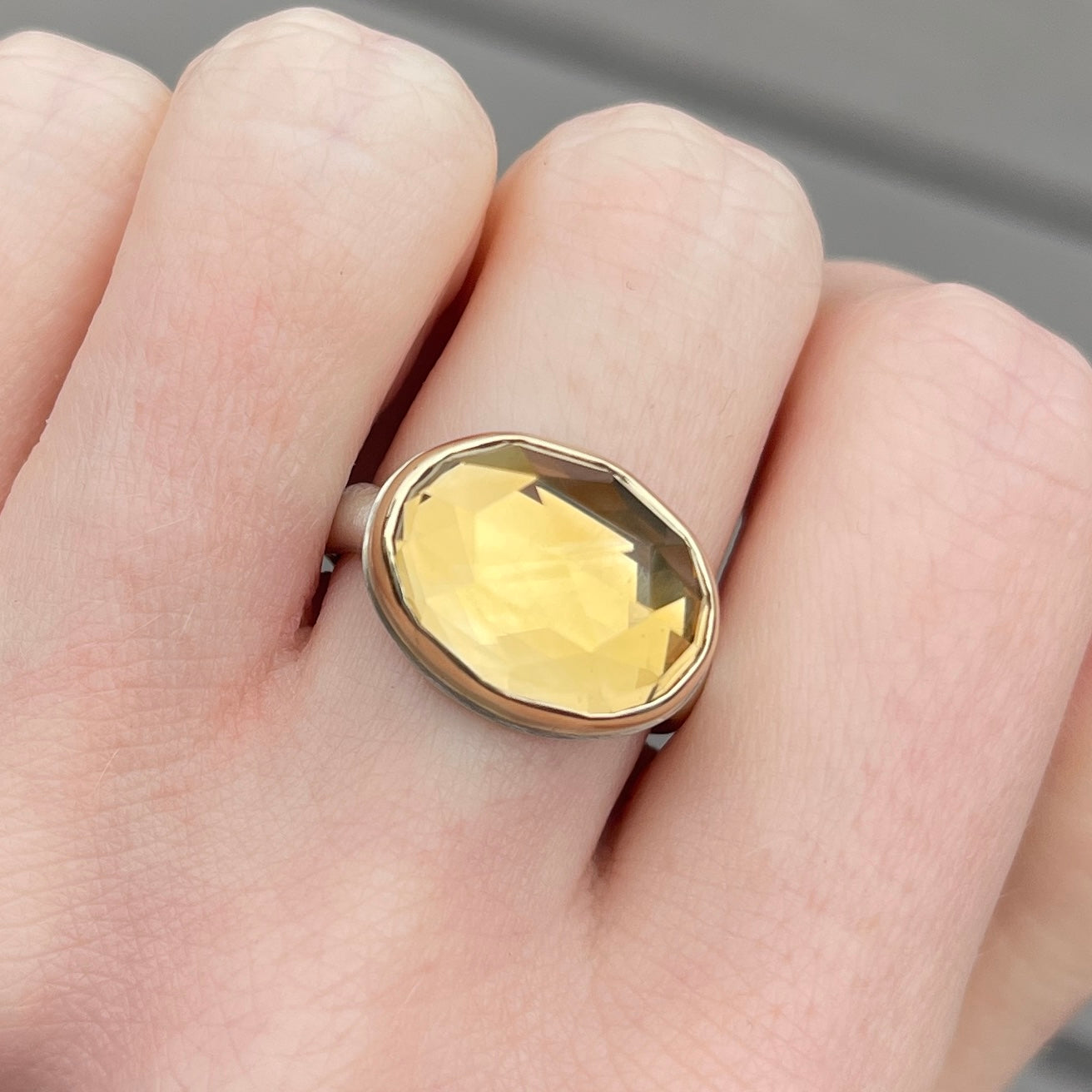 Sterling & 14K Gold Oval Citrine Ring