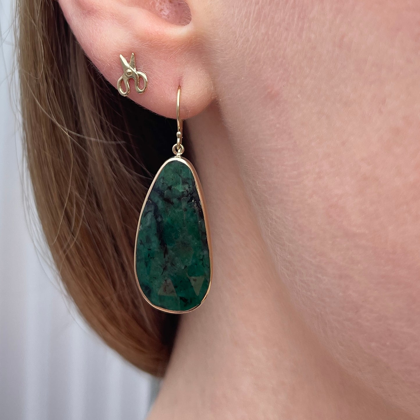 Sterling & 14K Gold Emerald Earrings