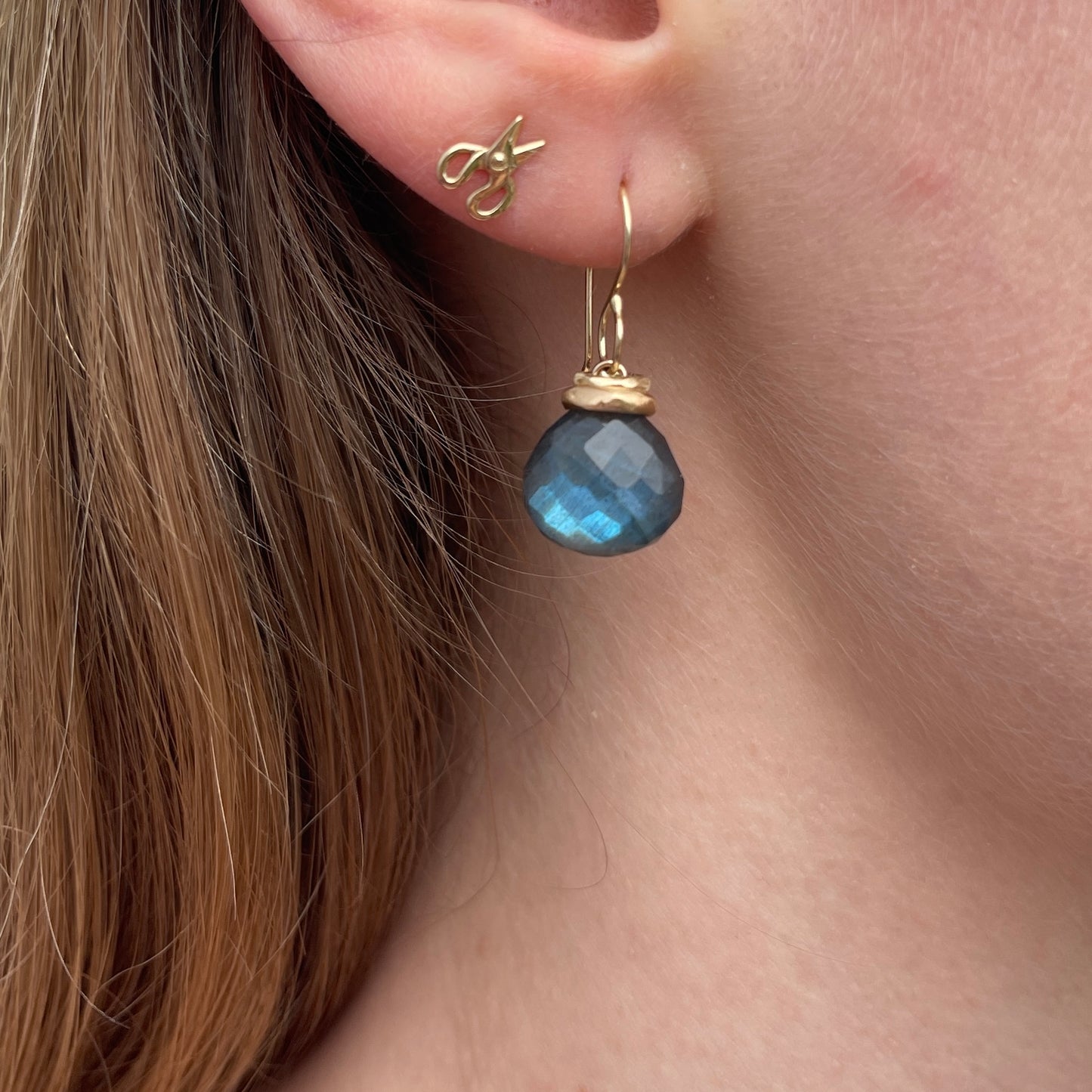 14K Gold Labradorite Earrings