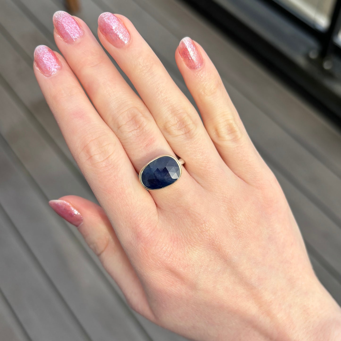 Sterling & 14K Gold Blue Sapphire Ring