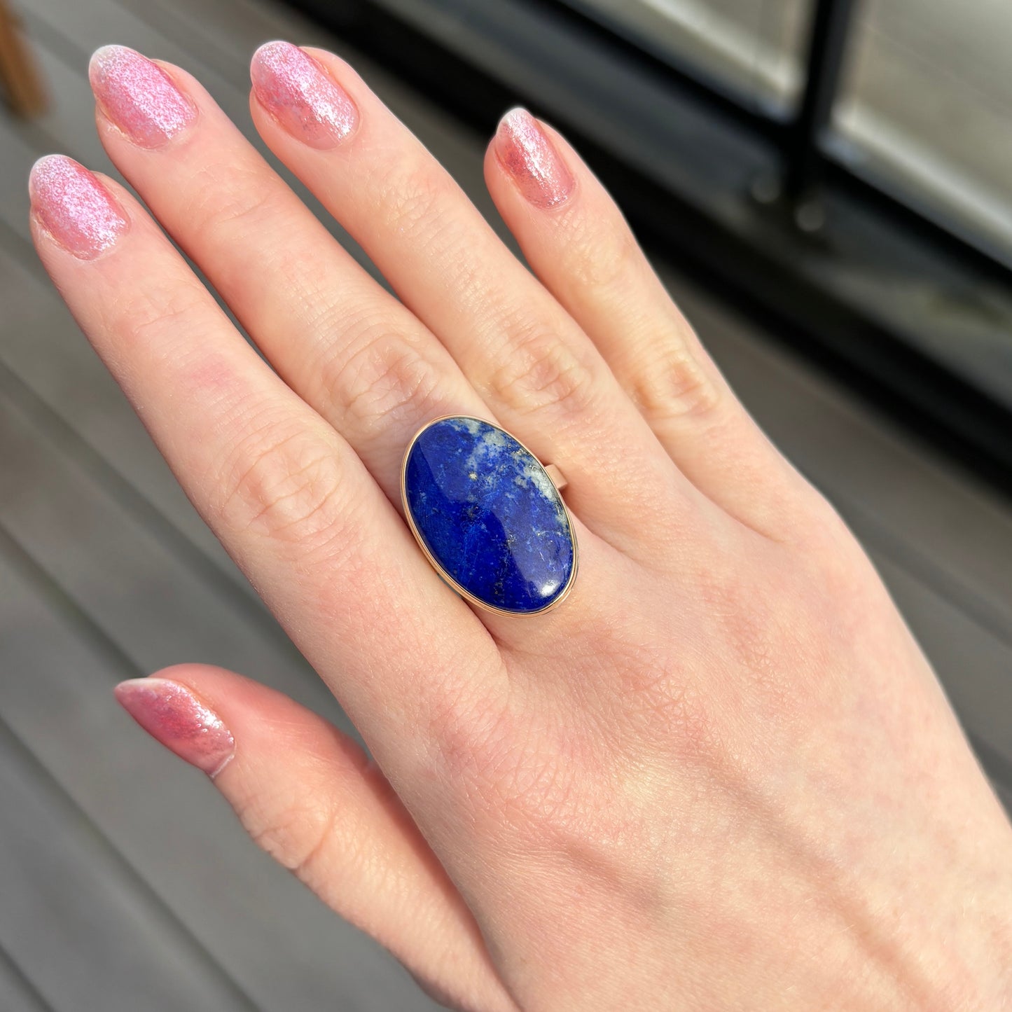 Sterling & 14K Gold Lapis Ring