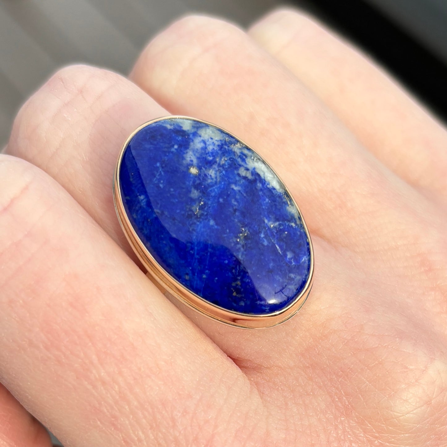 Sterling & 14K Gold Lapis Ring