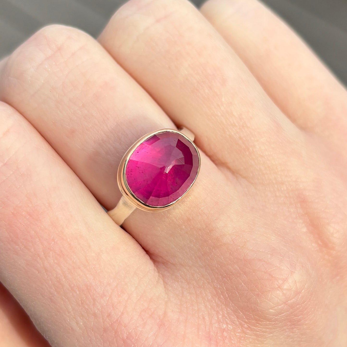Sterling & 14K Gold African Ruby Ring