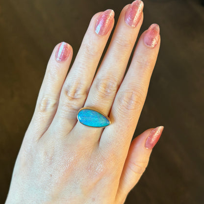 Sterling & 14K Gold Australian Opal Ring