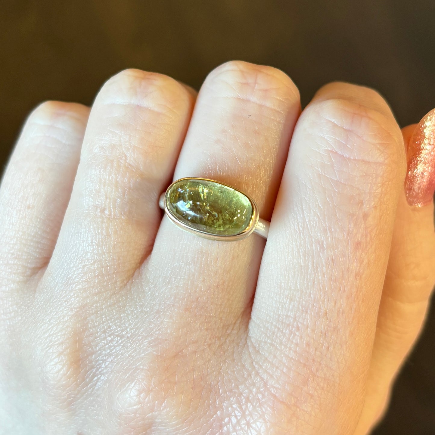 Sterling & 14K Gold Green Tourmaline Ring