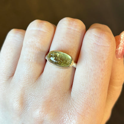 Sterling & 14K Gold Green Tourmaline Ring