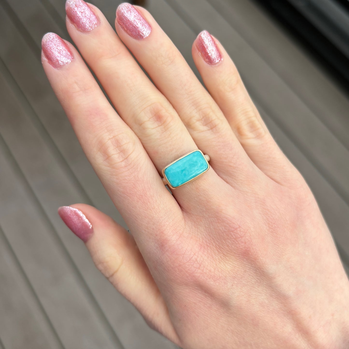 Sterling & 14K Gold Indonesian Chrysocolla Opal Ring