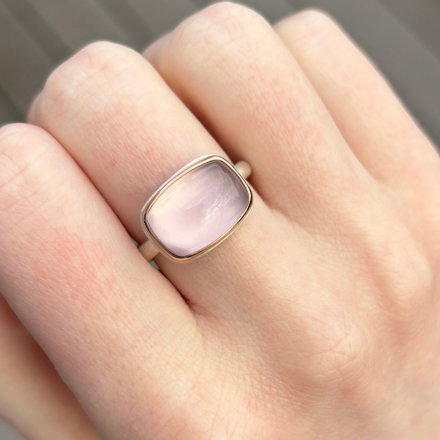 Sterling & 14K Rose Gold Rose Quartz Ring