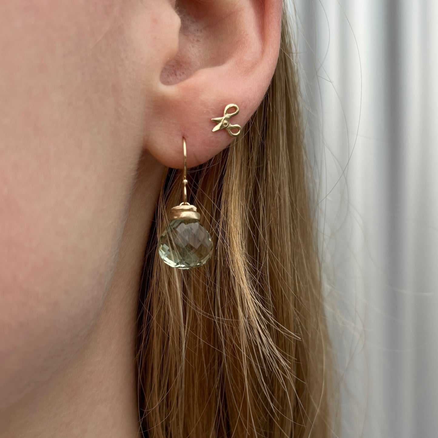 14K Gold Mint Quartz Earrings