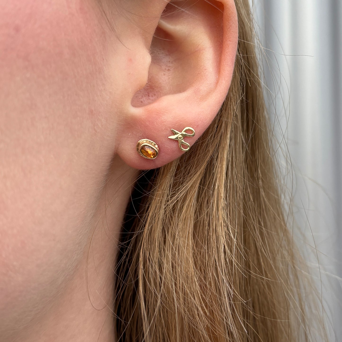 14K Gold Small Spessartite Post Earrings