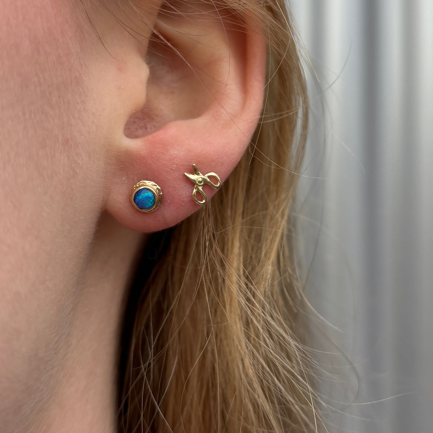 14K Gold Australian Opal Post Earrings
