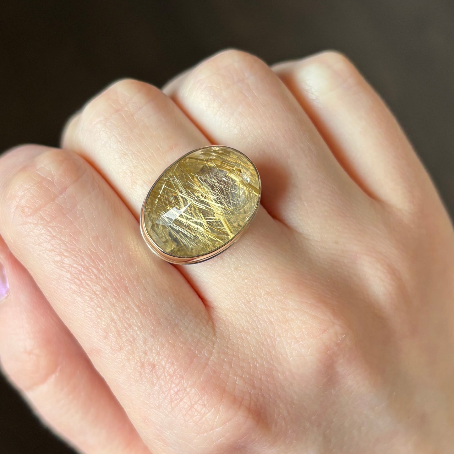 Sterling & 14K Gold Golden Rutilated Quartz Ring