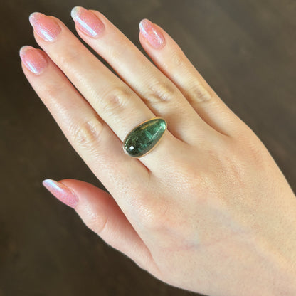 Sterling & 14K Gold Green Tourmaline Ring