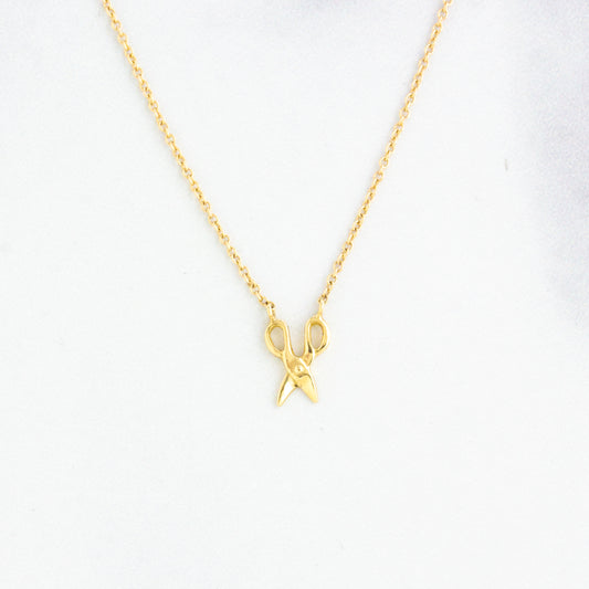 14K Gold Tiny Scissors Necklace