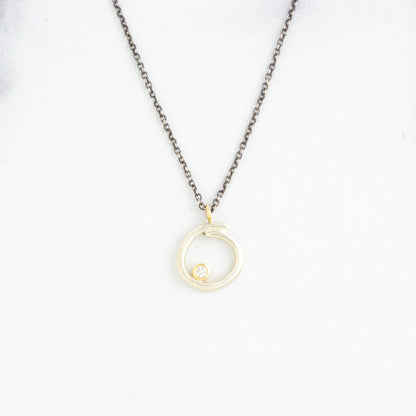 Oxidized Sterling & 14K Gold Diamond Organic Curl Necklace