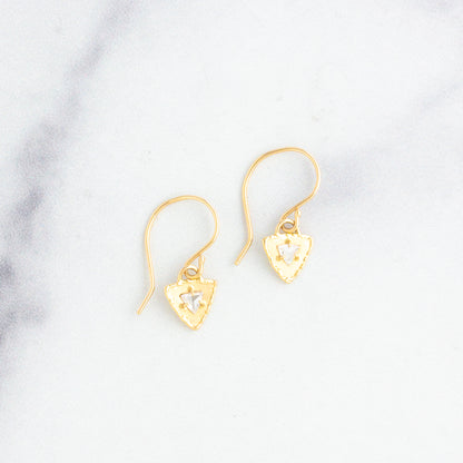 14K Gold Triangular Diamond Earrings