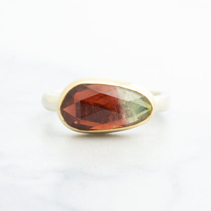 Sterling & 14K Gold Watermelon Tourmaline Ring