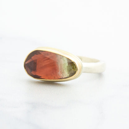 Sterling & 14K Gold Watermelon Tourmaline Ring