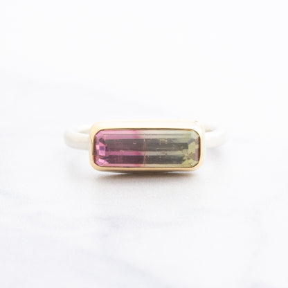 Sterling & 14K Gold Watermelon Tourmaline Ring