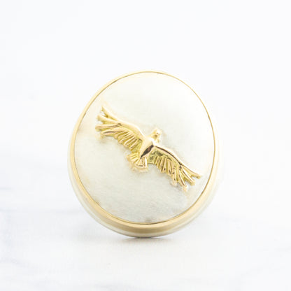 Sterling & 14K Gold Eagle & Feather Ring