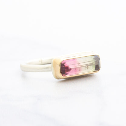 Sterling & 14K Gold Watermelon Tourmaline Ring
