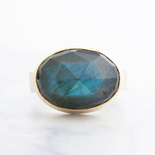 Sterling & 14K Gold Oval Labradorite Ring