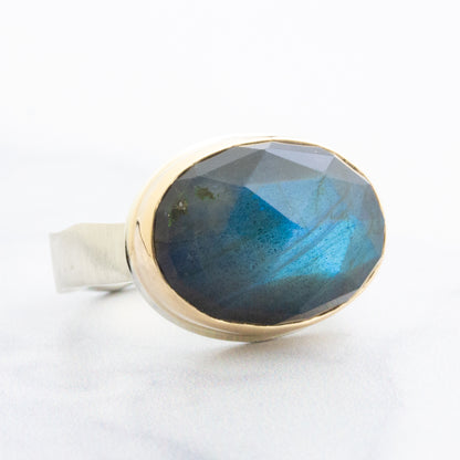 Sterling & 14K Gold Oval Labradorite Ring