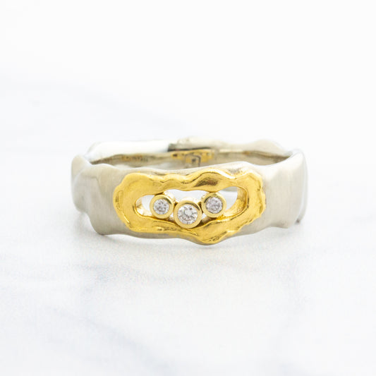 14k & 22k Gold Triple Diamond Ring