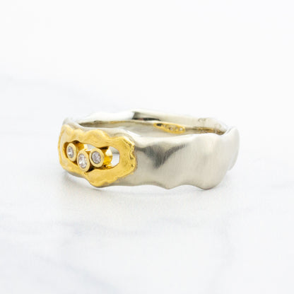 14k & 22k Gold Triple Diamond Ring