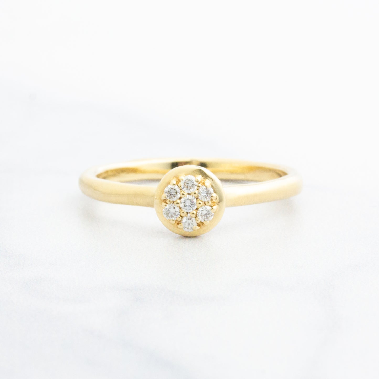 14ky Small Round Pave Diamond Ring