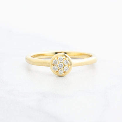 14ky Small Round Pave Diamond Ring