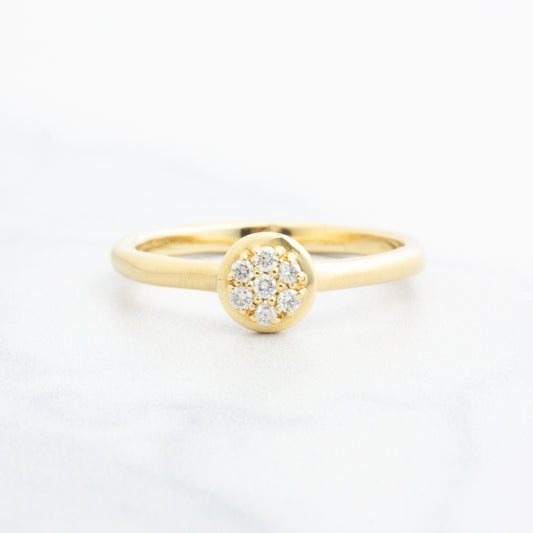 14ky Small Round Pave Diamond Ring