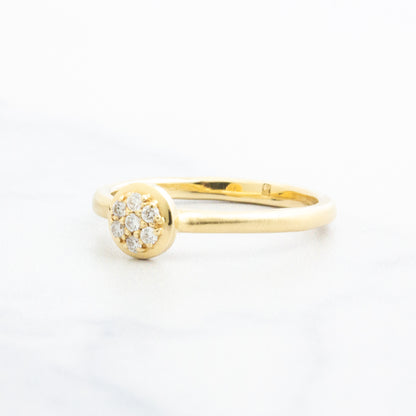 14ky Small Round Pave Diamond Ring