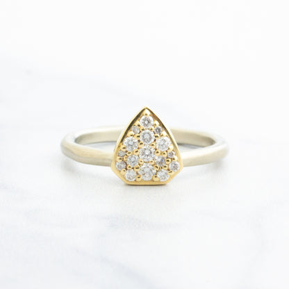 14ky Gold Shield Pave Diamond Ring
