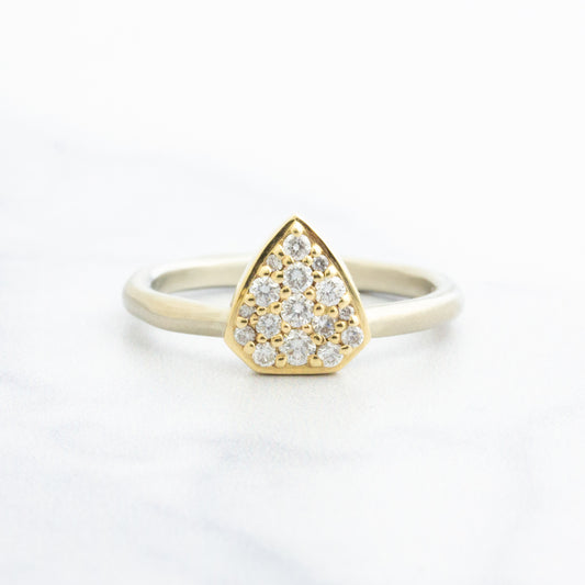 14ky Gold Shield Pave Diamond Ring
