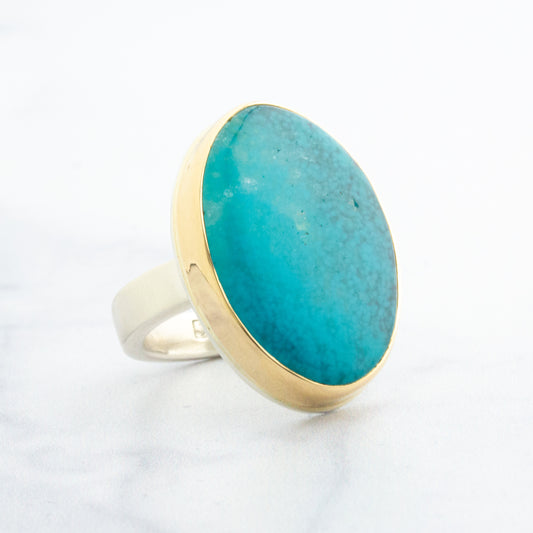 Sterling & 14K Gold Large Gem Silica Ring