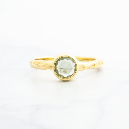 18k Gold Archival Jamie Joseph .76 ct Green Sapphire Ring