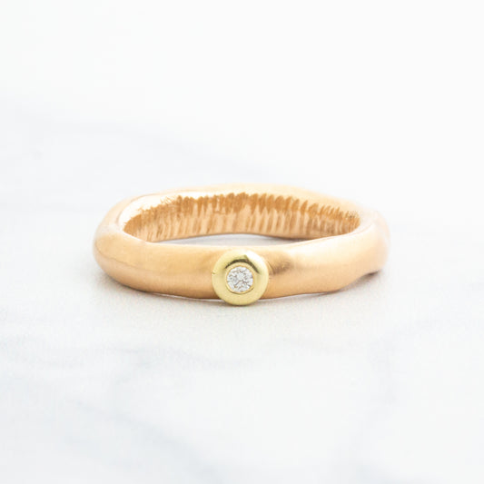 Archival 14k Rose Gold Sculpted Solitaire Diamond Ring