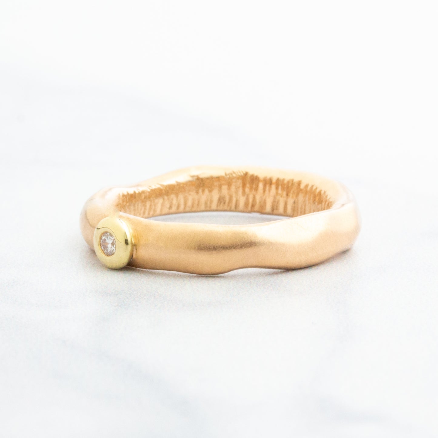 Archival 14k Rose Gold Sculpted Solitaire Diamond Ring