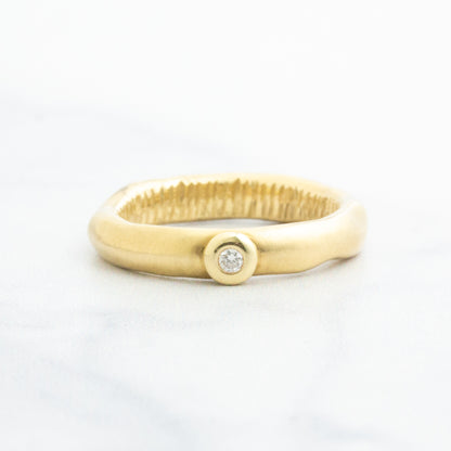 Archival 14k Yellow Gold Sculpted Solitaire Diamond Ring