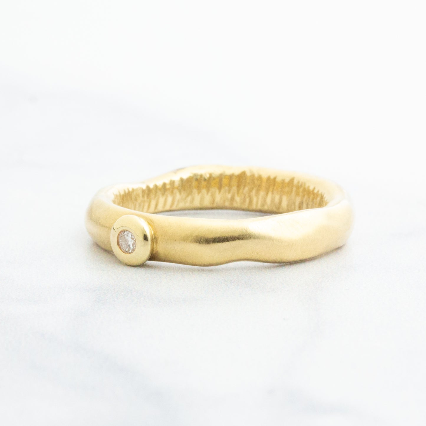 Archival 14k Yellow Gold Sculpted Solitaire Diamond Ring