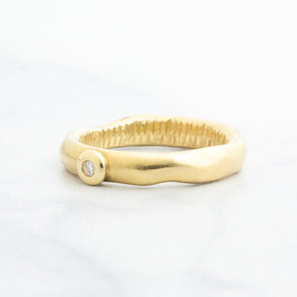 Archival 14k Yellow Gold Sculpted Solitaire Diamond Ring