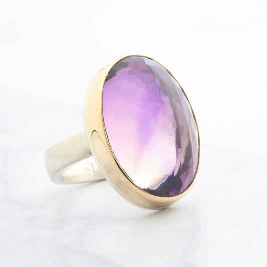 Sterling & 14K Gold Amethyst Ring