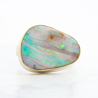 Sterling & 14K Gold Boulder Opal Ring
