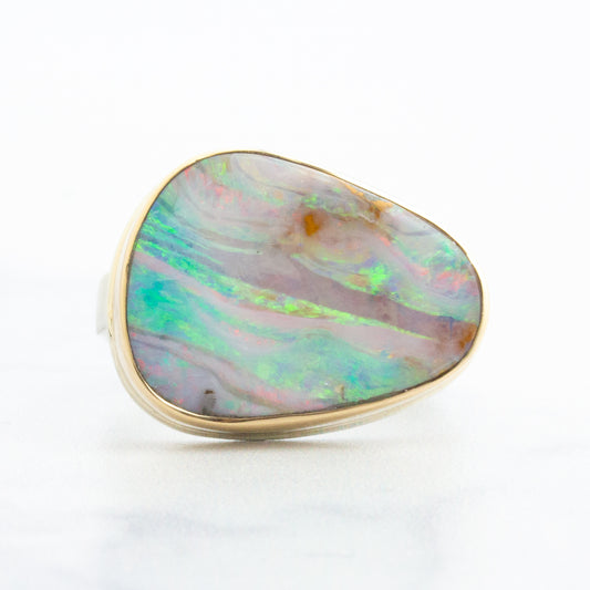 Sterling & 14K Gold Boulder Opal Ring