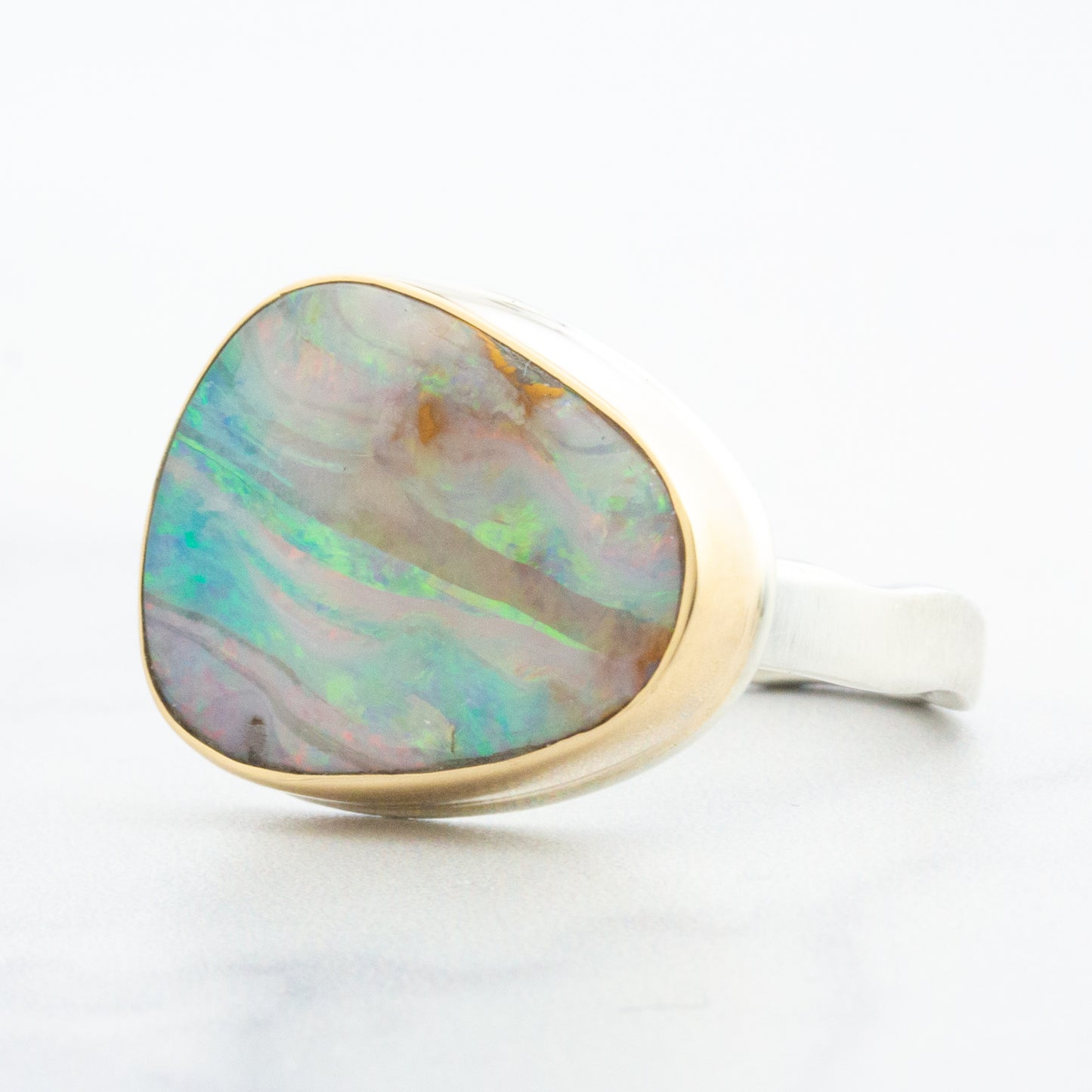 Sterling & 14K Gold Boulder Opal Ring