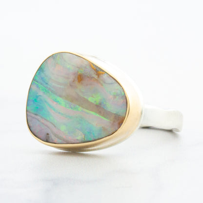 Sterling & 14K Gold Boulder Opal Ring